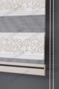 Бело Златно Плисе Со Жакарда Зебра Завеса - Image 4