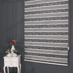 Црно Сребрен Плисе Со Жакарда Зебра Завеса