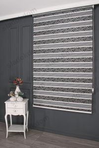 Црно Сребрен Плисе Со Жакарда Зебра Завеса