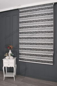 Црно Сребрен Плисе Со Жакарда Зебра Завеса - Image 2