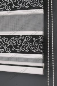 Црно Сребрен Плисе Со Жакарда Зебра Завеса - Image 4