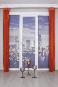 Темно Портокалова Луксузна Вертикална Зебра Завеса - Image 3